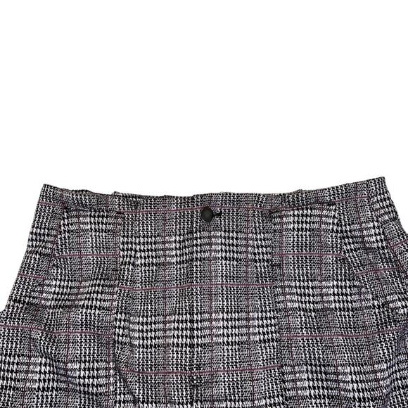 SO Womens Juniors 15 Mini Skirt Plaid Paper Bag Waist Black White Pink No Belt - Picture 7 of 12